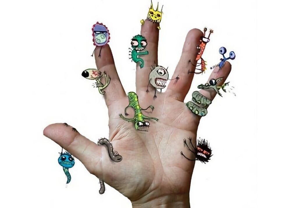 worms on the hands